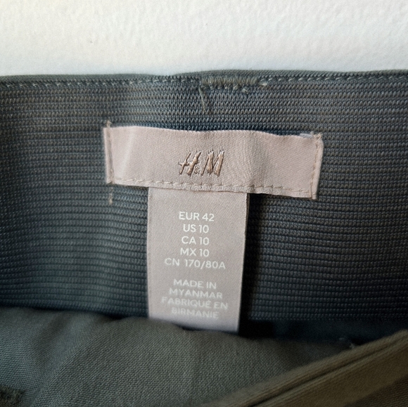 H&M Green Khaki Ankle Pants Dress Trousers Size 10 M - Picture 3 of 5